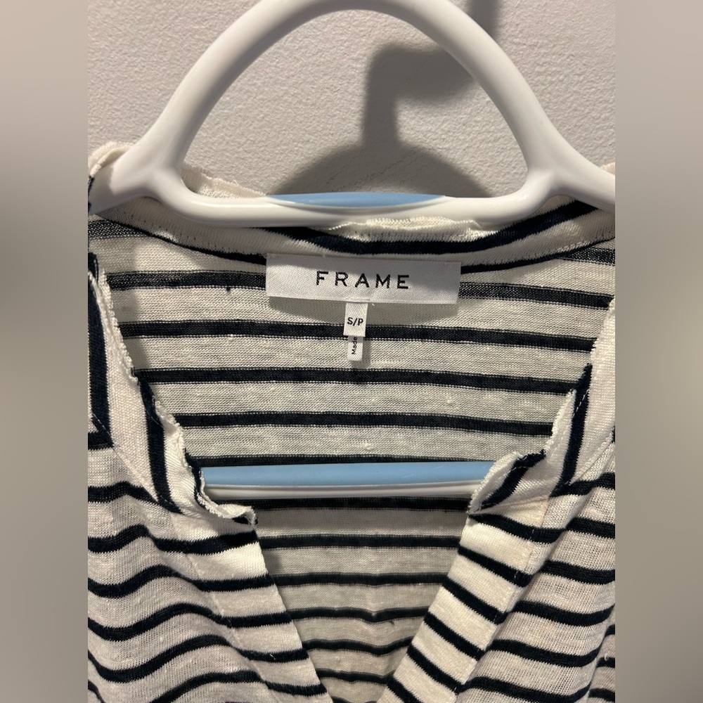 Frame Denim Black and White Striped Top S EUC - Picture 4 of 8